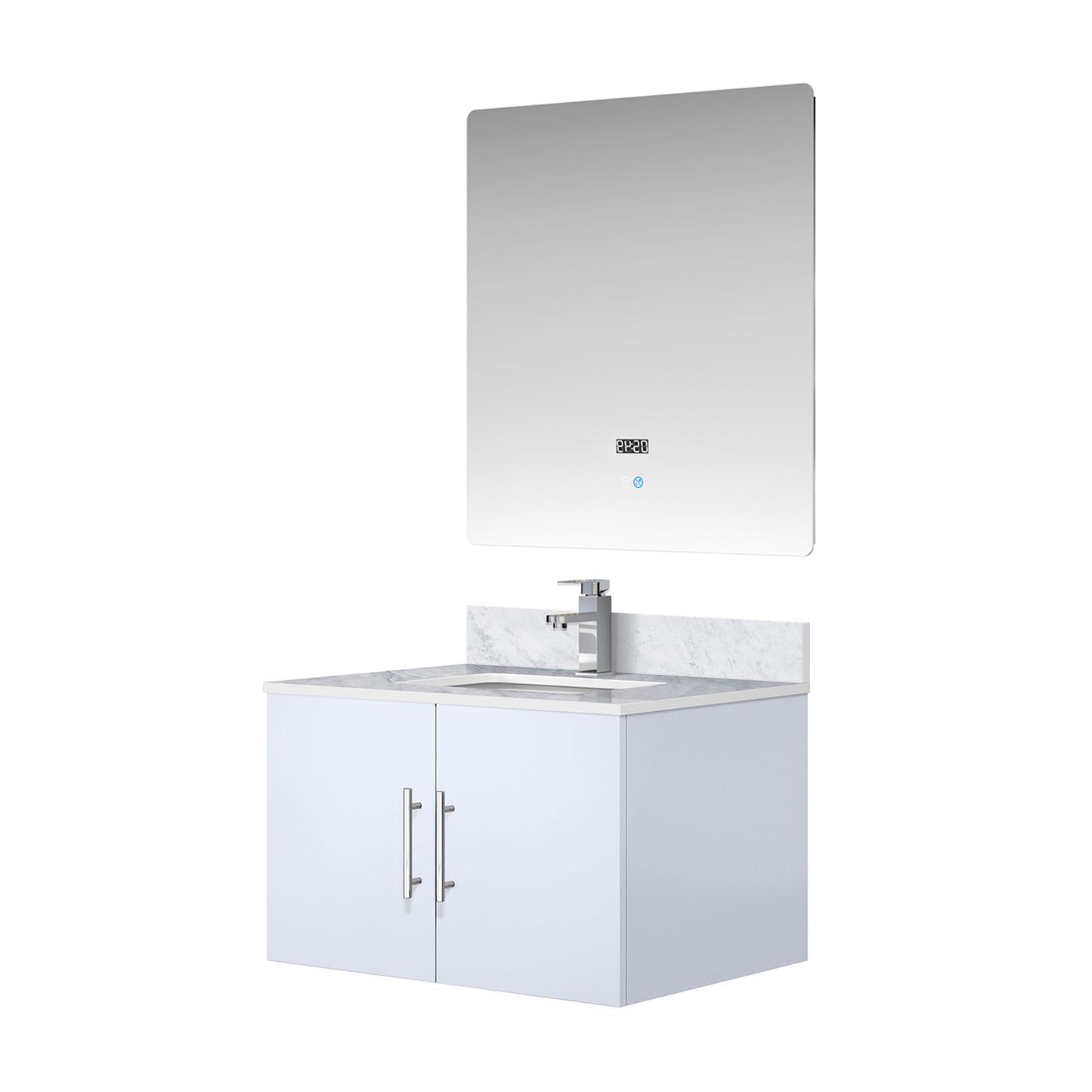 Lexora Collection Geneva 30 inch Bath Vanity, Top, Faucet Set, and 30 inch LED Mirror - Luxe Bathroom Vanities