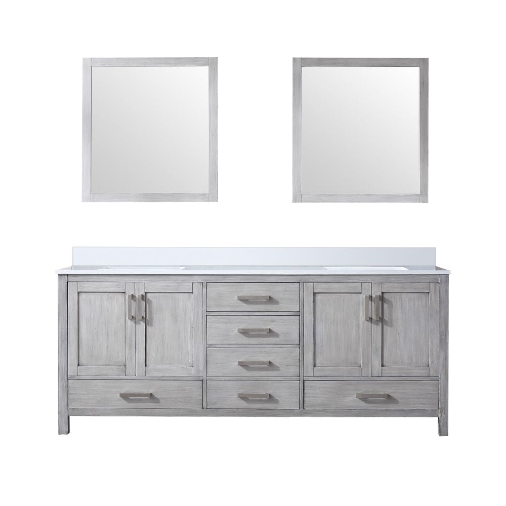 Lexora Collection Jacques 80 inch Double Bath Vanity, Top, and 30 inch Mirrors - Luxe Bathroom Vanities