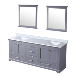 Lexora Collection Dukes 80 inch Double Bath Vanity, White Quartz Top, and 30 inch Mirrors - Luxe Bathroom Vanities