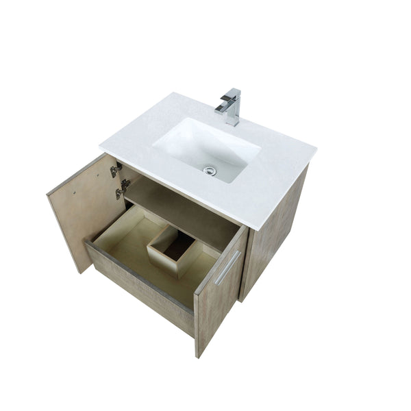 Lexora Collection Fairbanks 30 inch Rustic Acacia Bath Vanity, Cultured Marble Top and Faucet Set - Luxe Bathroom Vanities