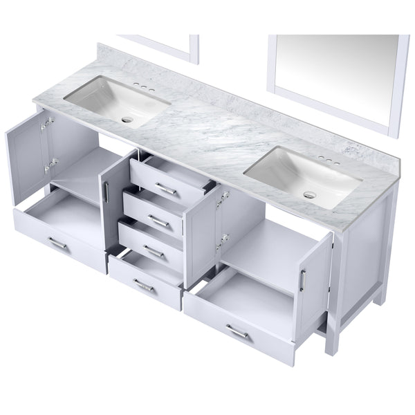 Lexora Collection Jacques 80 inch Double Bath Vanity, Top, and 30 inch Mirrors - Luxe Bathroom Vanities