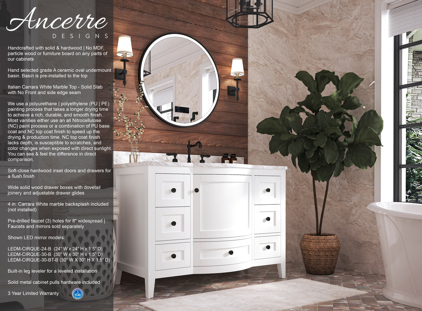 Lauren 48 in. Bath Vanity Set - Luxe Bathroom Vanities