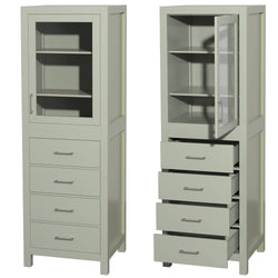 Wyndham Sheffield 24" Linen Tower with Shelved Cabinet Storage and 4 Drawers - Luxe Bathroom Vanities