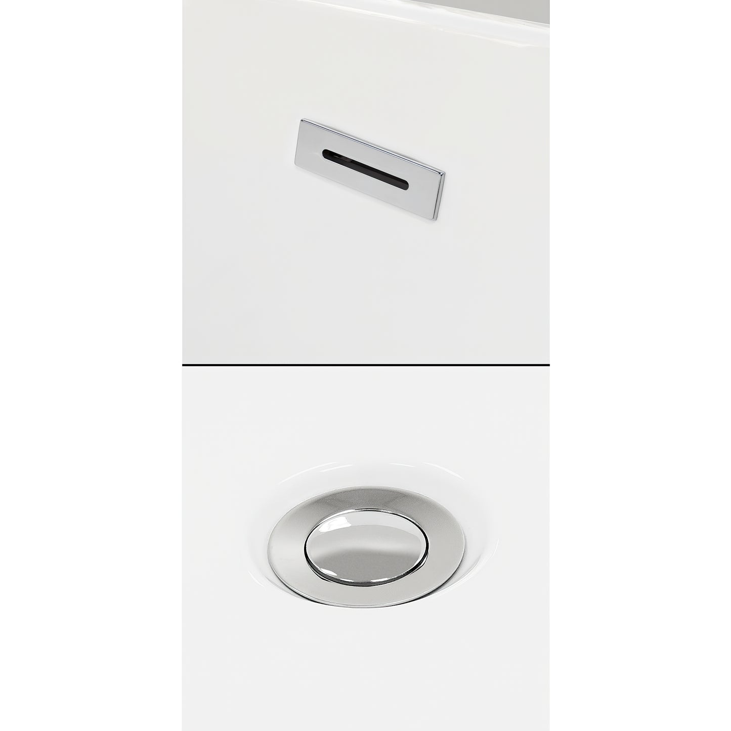 Wyndham Collection Brooklyn 67 Inch Freestanding Bathtub in White with Floor Mounted Faucet, Drain ,Overflow Trim - Luxe Bathroom Vanities