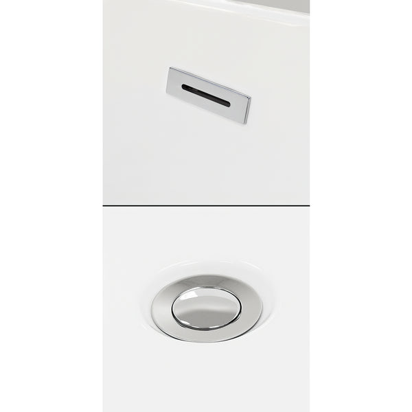 Wyndham Collection Brooklyn 67 Inch Freestanding Bathtub in White with Floor Mounted Faucet, Drain ,Overflow Trim - Luxe Bathroom Vanities