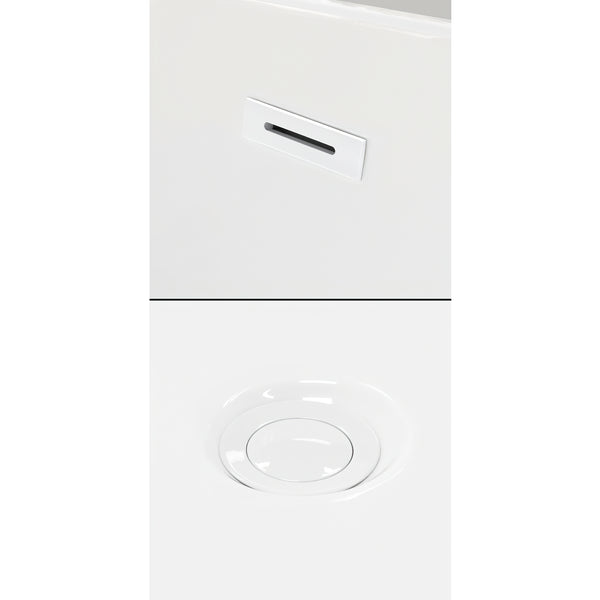 Wyndham Collection Brooklyn 67 Inch Freestanding Bathtub in White with Floor Mounted Faucet, Drain ,Overflow Trim - Luxe Bathroom Vanities