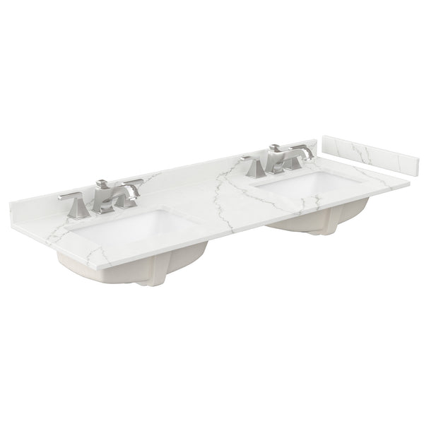Wyndham Janna 60 Inch Double Bathroom Vanity in White Oak - Luxe Bathroom Vanities