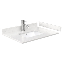 Wyndham Collection Deborah 30 Inch Single Bathroom Vanity in White, Marble Countertop, Undermount Square Sink, Brushed Gold Trim - Luxe Bathroom Vanities