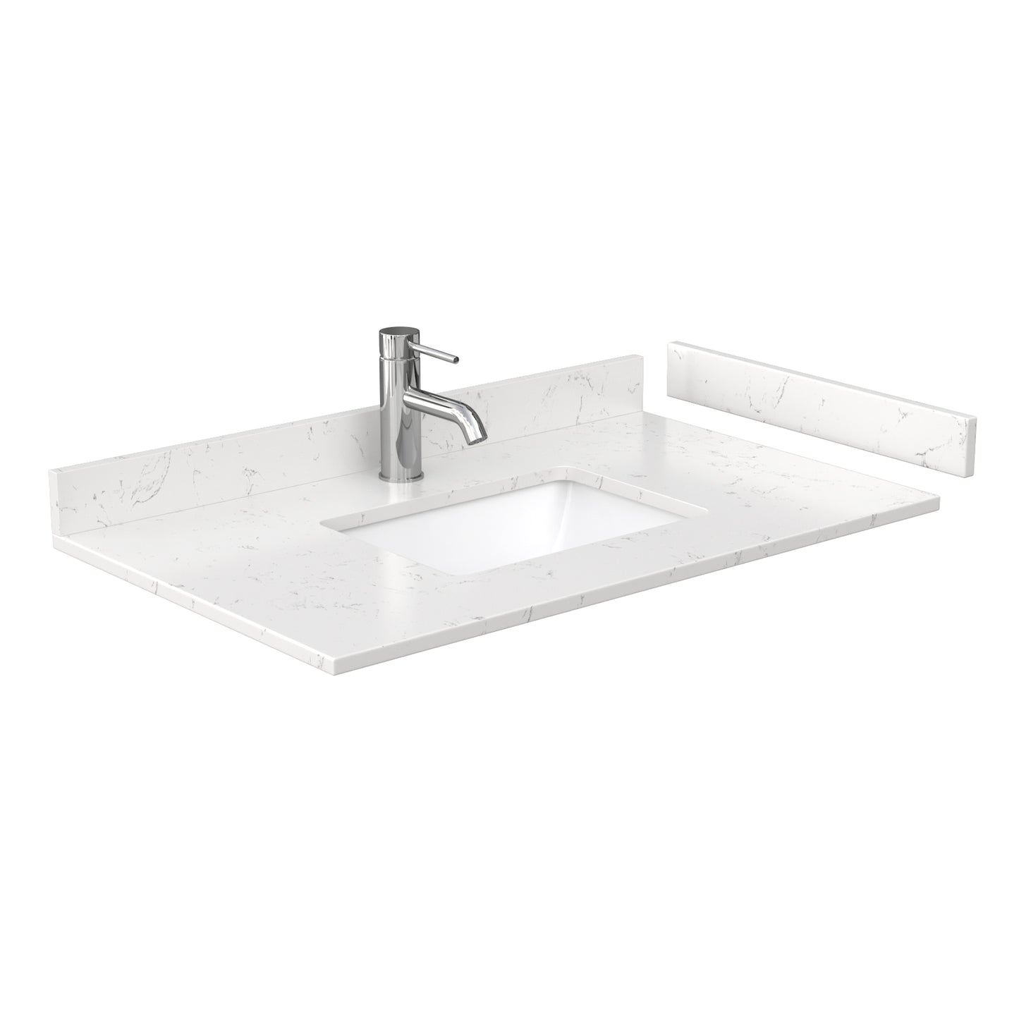 Wyndham Collection Miranda 36 Inch Single Bathroom Vanity in White, Marble Countertop, Undermount Square Sink, Matte Black Trim, 34 Inch Mirror - Luxe Bathroom Vanities