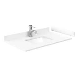 Wyndham Collection Sheffield 36 Inch Single Bathroom Vanity in Gray, Marble Countertop, Undermount Square Sink, 24 Inch Mirror - Luxe Bathroom Vanities