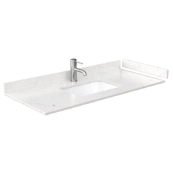 Wyndham Collection Miranda 48 Inch Single Bathroom Vanity in White, Marble Countertop, Undermount Square Sink, Matte Black Trim, 46 Inch Mirror - Luxe Bathroom Vanities