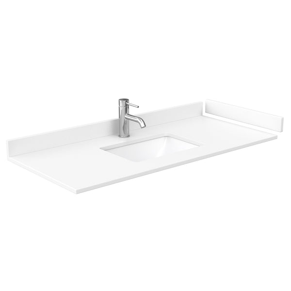 Wyndham Collection Miranda 48 Inch Single Bathroom Vanity in White, Marble Countertop, Undermount Square Sink, Brushed Nickel Trim, 46 Inch Mirror - Luxe Bathroom Vanities