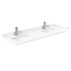 Wyndham Collection Deborah 60 Inch Double Bathroom Vanity in White, Marble Countertop, Undermount Square Sinks, Brushed Gold Trim - Luxe Bathroom Vanities