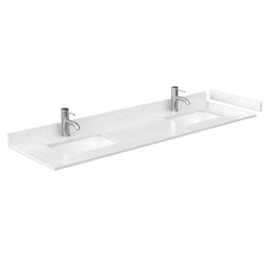 Wyndham Collection Amici 72 Inch Double Bathroom Vanity in White, Carrara Cultured Marble Countertop, Undermount Square Sinks - Luxe Bathroom Vanities