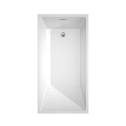 Wyndham Collection Hannah 59 Inch Freestanding Bathtub in White with Floor Mounted Faucet, Drain and Overflow Trim - Luxe Bathroom Vanities