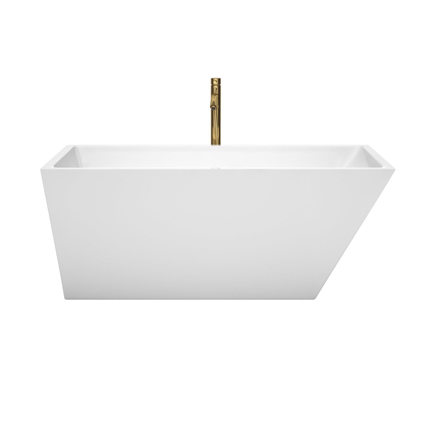 Wyndham Collection Hannah 59 Inch Freestanding Bathtub in White with Floor Mounted Faucet, Drain and Overflow Trim - Luxe Bathroom Vanities
