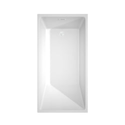 Wyndham Collection Hannah 59 Inch Freestanding Bathtub in White with Floor Mounted Faucet, Drain and Overflow Trim - Luxe Bathroom Vanities
