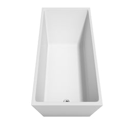 Wyndham Collection Hannah 67 Inch Freestanding Bathtub in White with Floor Mounted Faucet, Drain and Overflow Trim - Luxe Bathroom Vanities