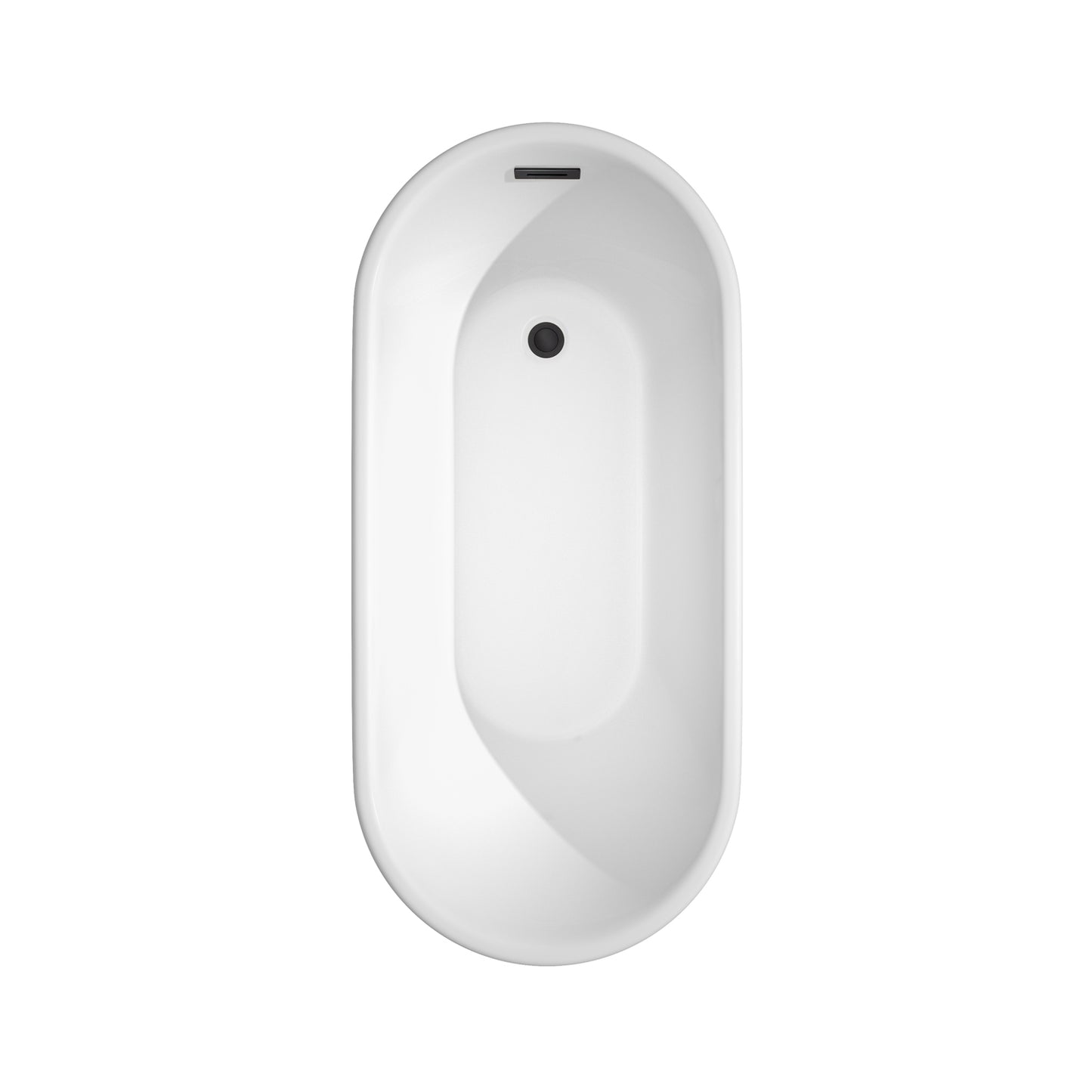 Wyndham Collection Ursula 59 Inch Freestanding Bathtub in White with Floor Mounted Faucet, Drain and Overflow Trim in Matte Black - Luxe Bathroom Vanities