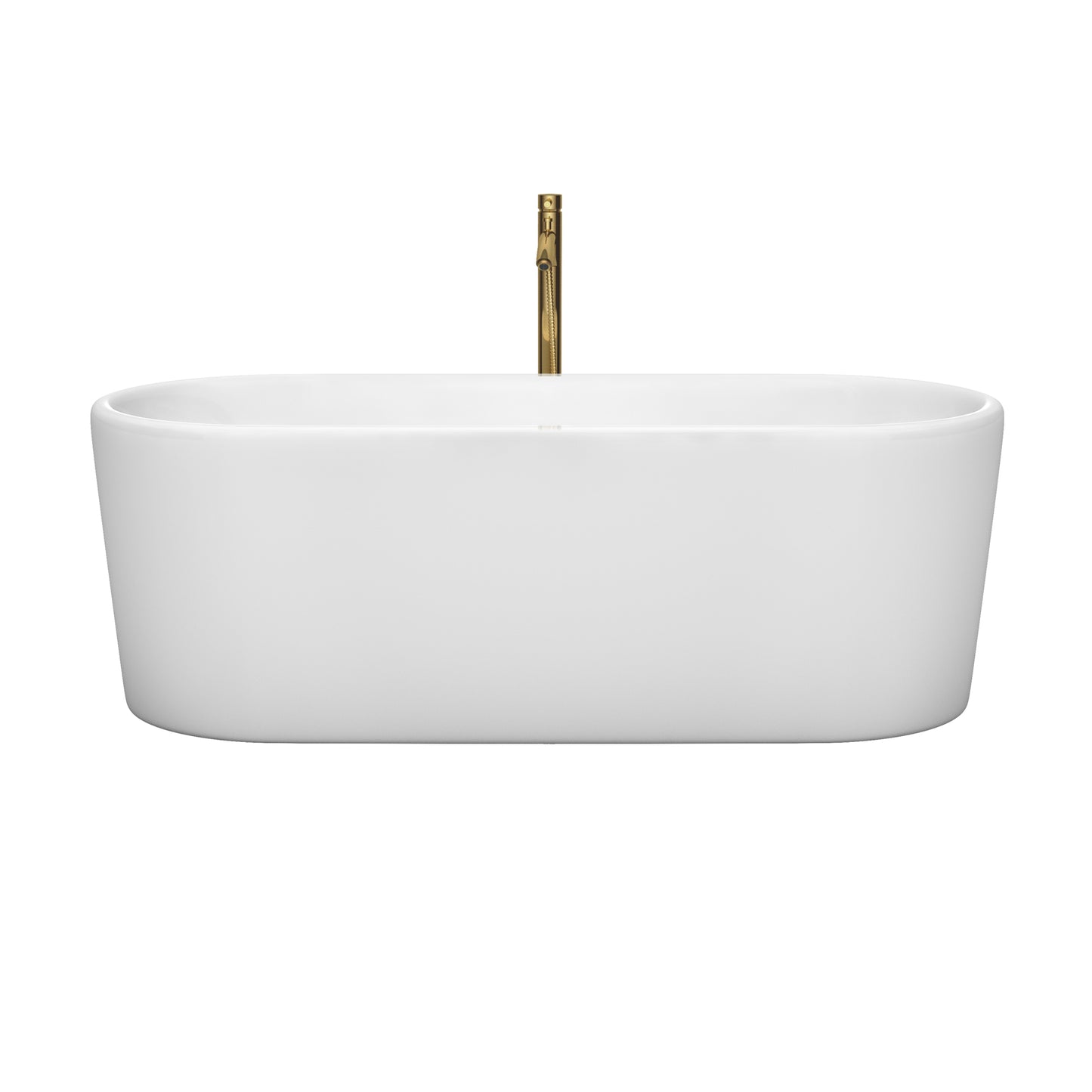 Wyndham Collection Ursula 67 Inch Freestanding Bathtub in White with Floor Mounted Faucet, Drain and Overflow Trim - Luxe Bathroom Vanities