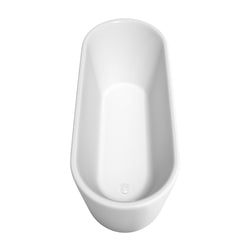 Wyndham Collection Ursula 67 Inch Freestanding Bathtub in White with Floor Mounted Faucet, Drain and Overflow Trim - Luxe Bathroom Vanities