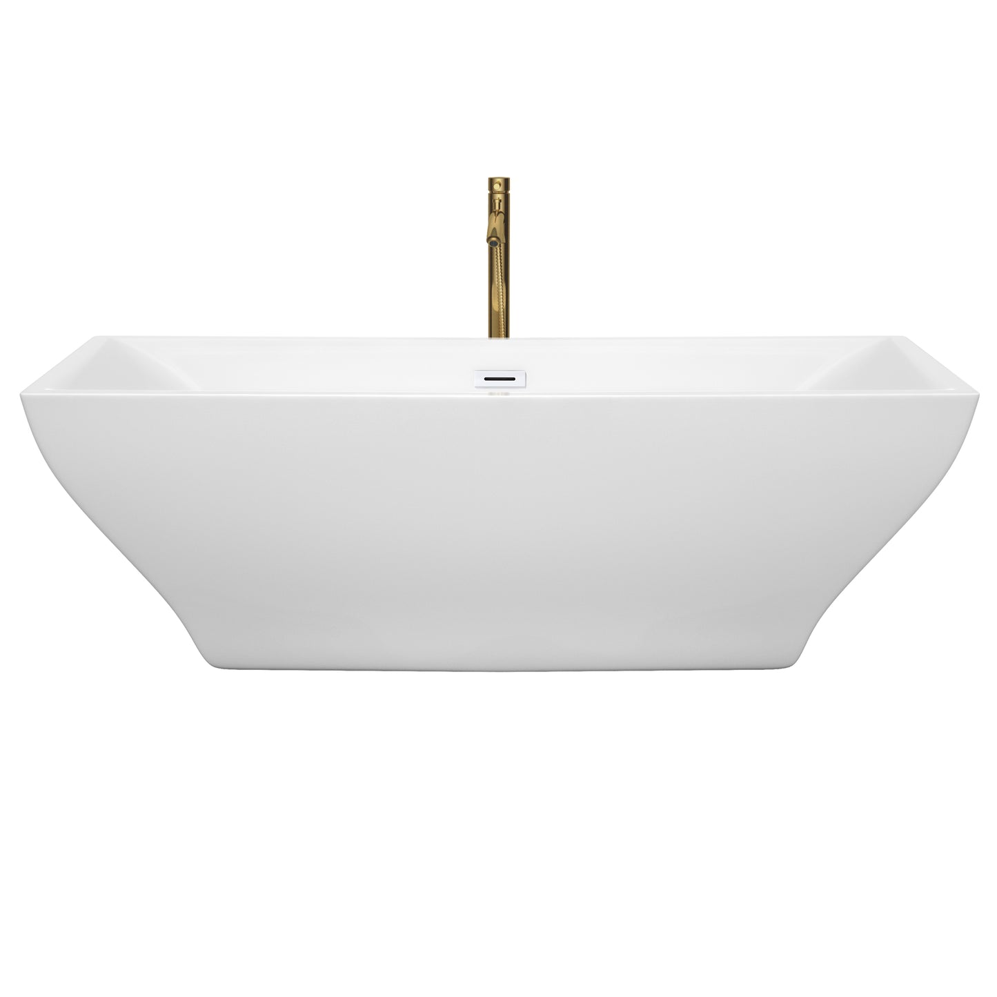 Wyndham Collection Maryam 71 Inch Freestanding Bathtub in White with Floor Mounted Faucet, Drain and Overflow Trim - Luxe Bathroom Vanities