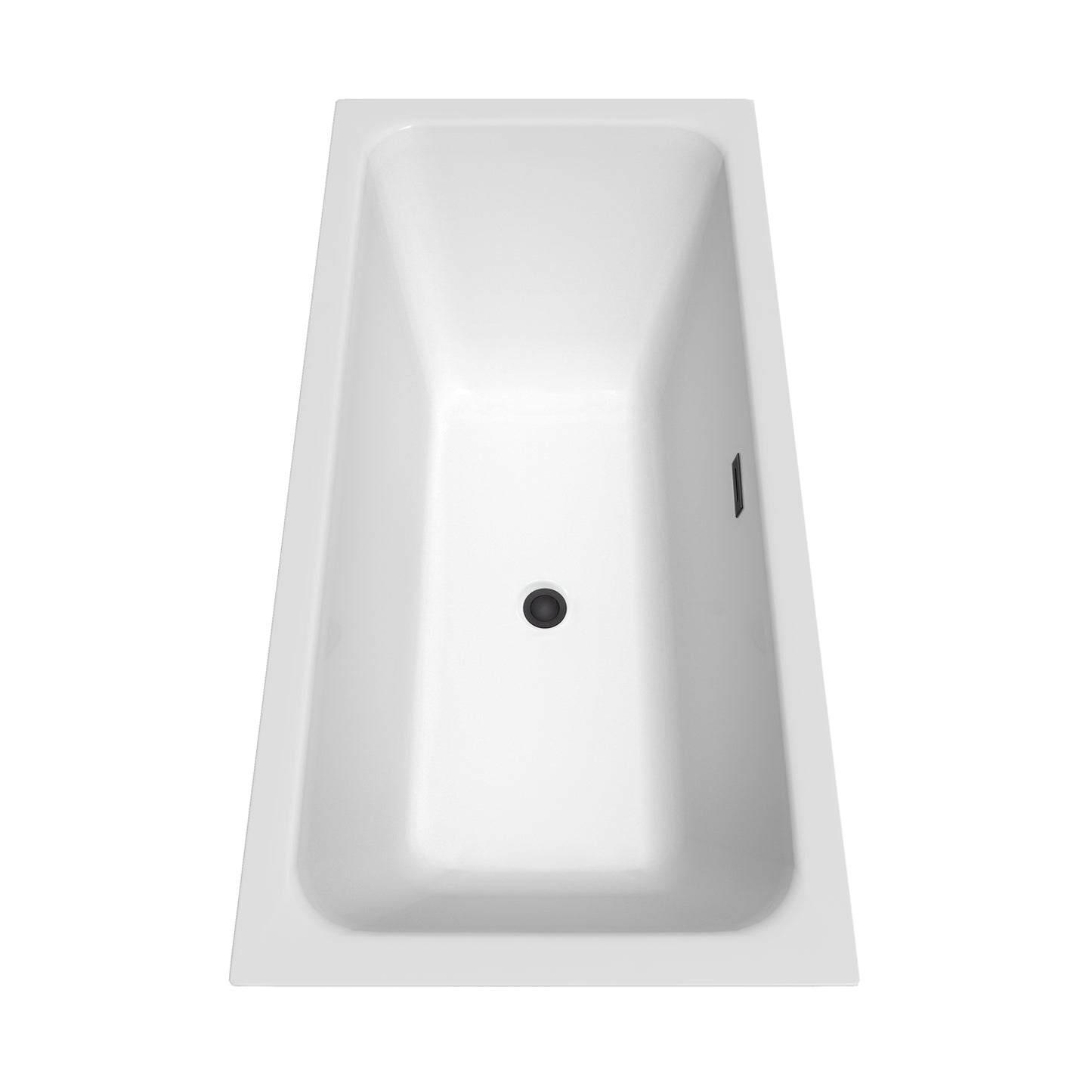 Wyndham Collection Galina 67 Inch Freestanding Bathtub in White with Floor Mounted Faucet, Drain and Overflow Trim in Matte Black - Luxe Bathroom Vanities