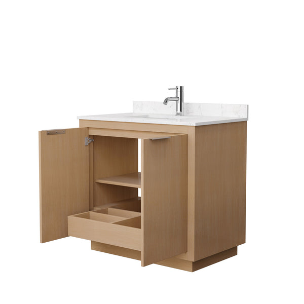 Wyndham Collection Maroni 36 Inch Single Bathroom Vanity in Light Straw, Carrara Cultured Marble Countertop, Undermount Square Sink - Luxe Bathroom Vanities