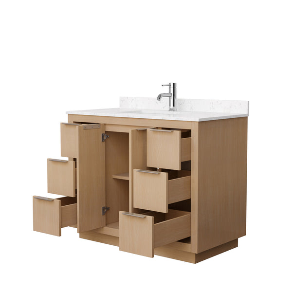 Wyndham Collection Maroni 42 Inch Single Bathroom Vanity in Light Straw, Carrara Cultured Marble Countertop, Undermount Square Sink - Luxe Bathroom Vanities