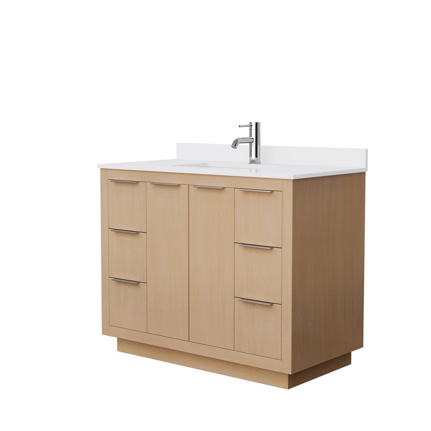 Wyndham Collection Maroni 42 Inch Single Bathroom Vanity in Light Straw, White Cultured Marble Countertop, Undermount Square Sink - Luxe Bathroom Vanities