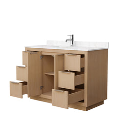 Wyndham Collection Maroni 48 Inch Single Bathroom Vanity in Light Straw, Carrara Cultured Marble Countertop, Undermount Square Sink - Luxe Bathroom Vanities