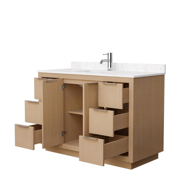 Wyndham Collection Maroni 48 Inch Single Bathroom Vanity in Light Straw, Carrara Cultured Marble Countertop, Undermount Square Sink - Luxe Bathroom Vanities