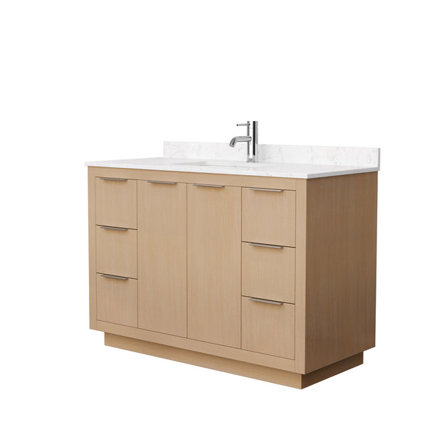 Wyndham Collection Maroni 48 Inch Single Bathroom Vanity in Light Straw, Carrara Cultured Marble Countertop, Undermount Square Sink - Luxe Bathroom Vanities