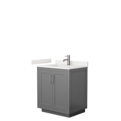 Wyndham Collection Miranda 30 Inch Single Bathroom Vanity in Dark Gray, Quartz Countertop, Undermount Square Sink, Brushed Nickel Trim - Luxe Bathroom Vanities