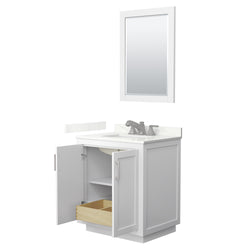 Wyndham Collection Miranda 30 Inch Single Bathroom Vanity in White, Quartz Countertop, Undermount Square Sink, Brushed Nickel Trim - Luxe Bathroom Vanities