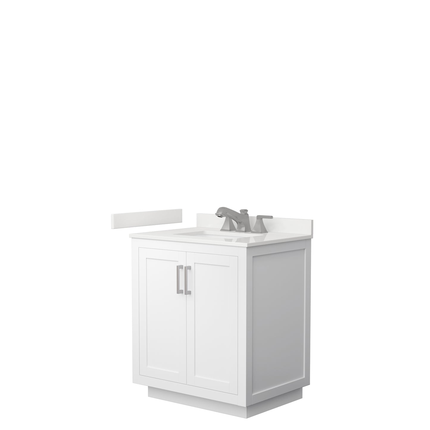 Wyndham Collection Miranda 30 Inch Single Bathroom Vanity in White, Quartz Countertop, Undermount Square Sink, Brushed Nickel Trim - Luxe Bathroom Vanities