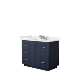 Wyndham Collection Miranda 42 Inch Single Bathroom Vanity in Dark Blue, Quartz Countertop, Undermount Square Sink, Brushed Nickel Trim - Luxe Bathroom Vanities