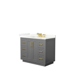 Wyndham Collection Miranda 42 Inch Single Bathroom Vanity in Dark Gray, Quartz Countertop, Undermount Square Sink, Brushed Gold Trim - Luxe Bathroom Vanities