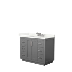 Wyndham Collection Miranda 42 Inch Single Bathroom Vanity in Dark Gray, Quartz Countertop, Undermount Square Sink, Brushed Nickel Trim - Luxe Bathroom Vanities