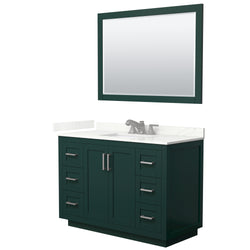 Wyndham Collection Miranda 48 Inch Single Bathroom Vanity in Green, Quartz Countertop, Undermount Square Sink, Brushed Nickel Trim - Luxe Bathroom Vanities