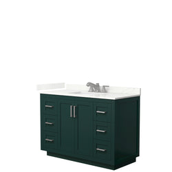 Wyndham Collection Miranda 48 Inch Single Bathroom Vanity in Green, Quartz Countertop, Undermount Square Sink, Brushed Nickel Trim - Luxe Bathroom Vanities