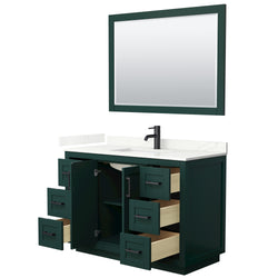 Wyndham Collection Miranda 48 Inch Single Bathroom Vanity in Green, Quartz Countertop, Undermount Square Sink, Matte Black Trim - Luxe Bathroom Vanities