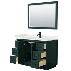 Wyndham Collection Miranda 48 Inch Single Bathroom Vanity in Green, Quartz Countertop, Undermount Square Sink, Matte Black Trim - Luxe Bathroom Vanities