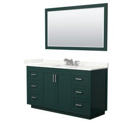 Wyndham Collection Miranda 60 Inch Single Bathroom Vanity in Green, Quartz Countertop, Undermount Square Sink, Brushed Nickel Trim - Luxe Bathroom Vanities