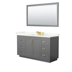 Wyndham Collection Miranda 60 Inch Single Bathroom Vanity in Dark Gray, Quartz Countertop, Undermount Square Sink, Brushed Gold Trim - Luxe Bathroom Vanities