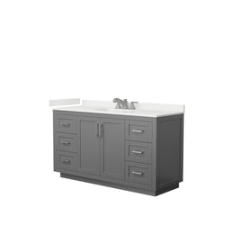 Wyndham Collection Miranda 60 Inch Single Bathroom Vanity in Dark Gray, Quartz Countertop, Undermount Square Sink, Brushed Nickel Trim - Luxe Bathroom Vanities