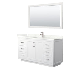 Wyndham Collection Miranda 60 Inch Single Bathroom Vanity in White, Quartz Countertop, Undermount Square Sink, Brushed Nickel Trim - Luxe Bathroom Vanities