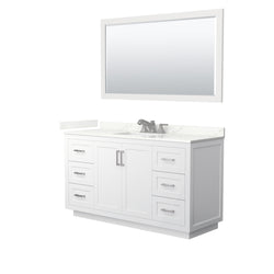 Wyndham Collection Miranda 60 Inch Single Bathroom Vanity in White, Quartz Countertop, Undermount Square Sink, Brushed Nickel Trim - Luxe Bathroom Vanities