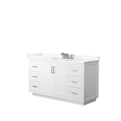 Wyndham Collection Miranda 60 Inch Single Bathroom Vanity in White, Quartz Countertop, Undermount Square Sink, Brushed Nickel Trim - Luxe Bathroom Vanities