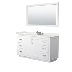 Wyndham Collection Miranda 60 Inch Single Bathroom Vanity in White, Quartz Countertop, Undermount Square Sink, Brushed Nickel Trim - Luxe Bathroom Vanities